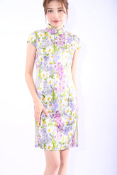 線條&曲線絲綢旗袍YL1180