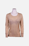 Silkcity Long Sleeves Round Neck Silk Ladies Spencer-Beige