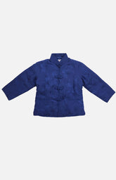 Double Horse Girl's Silk Wadded Jacket(Dark Blue Size 18)