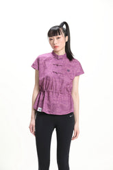 Purple Printed Drawstring Top