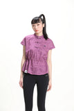 Purple Printed Drawstring Top