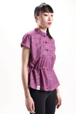 Purple Printed Drawstring Top