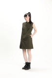 Military green Sleeveless Loose Cheongsam