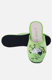 Golden Step Ladies Embroidery Slippers (White Crane)