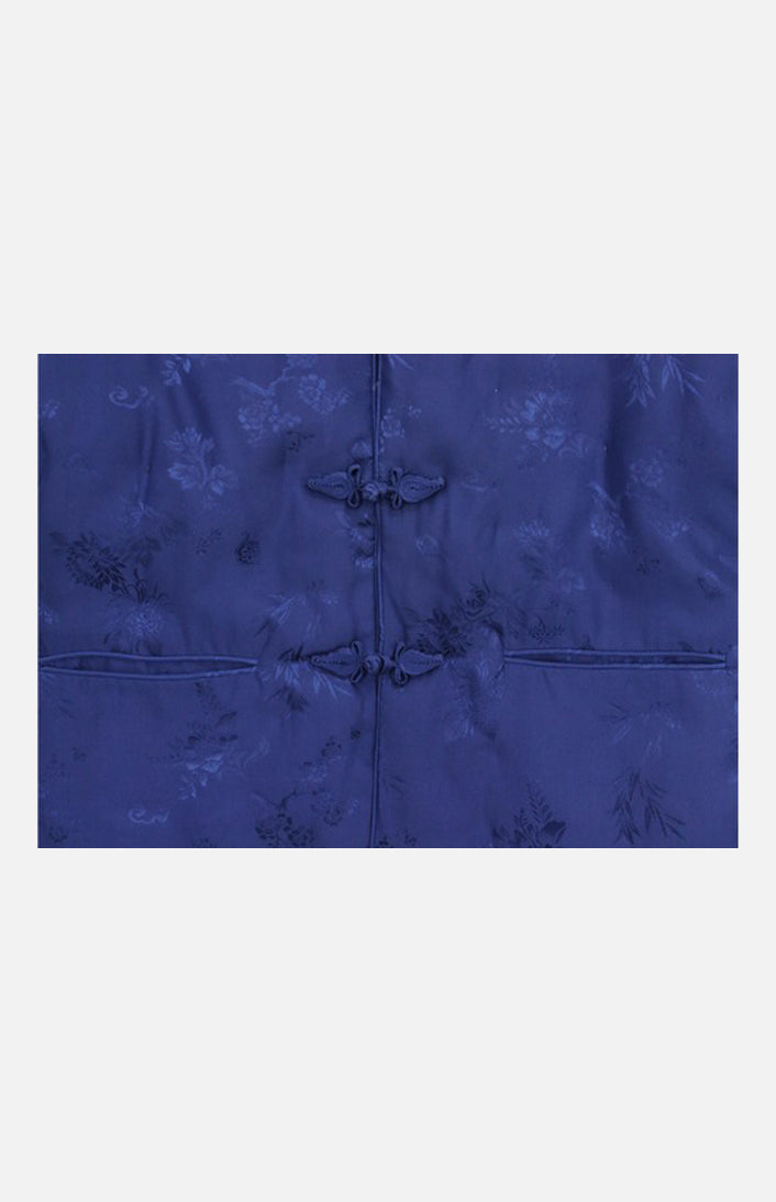 Double Horse Girl's Silk Wadded Jacket(Dark Blue Size 12)