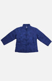 Double Horse Girl's Silk Wadded Jacket(Dark Blue Size 10)