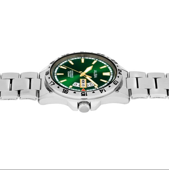 ALBA Green Dial with White Metal Strap Mechanical Watch AL4471X1